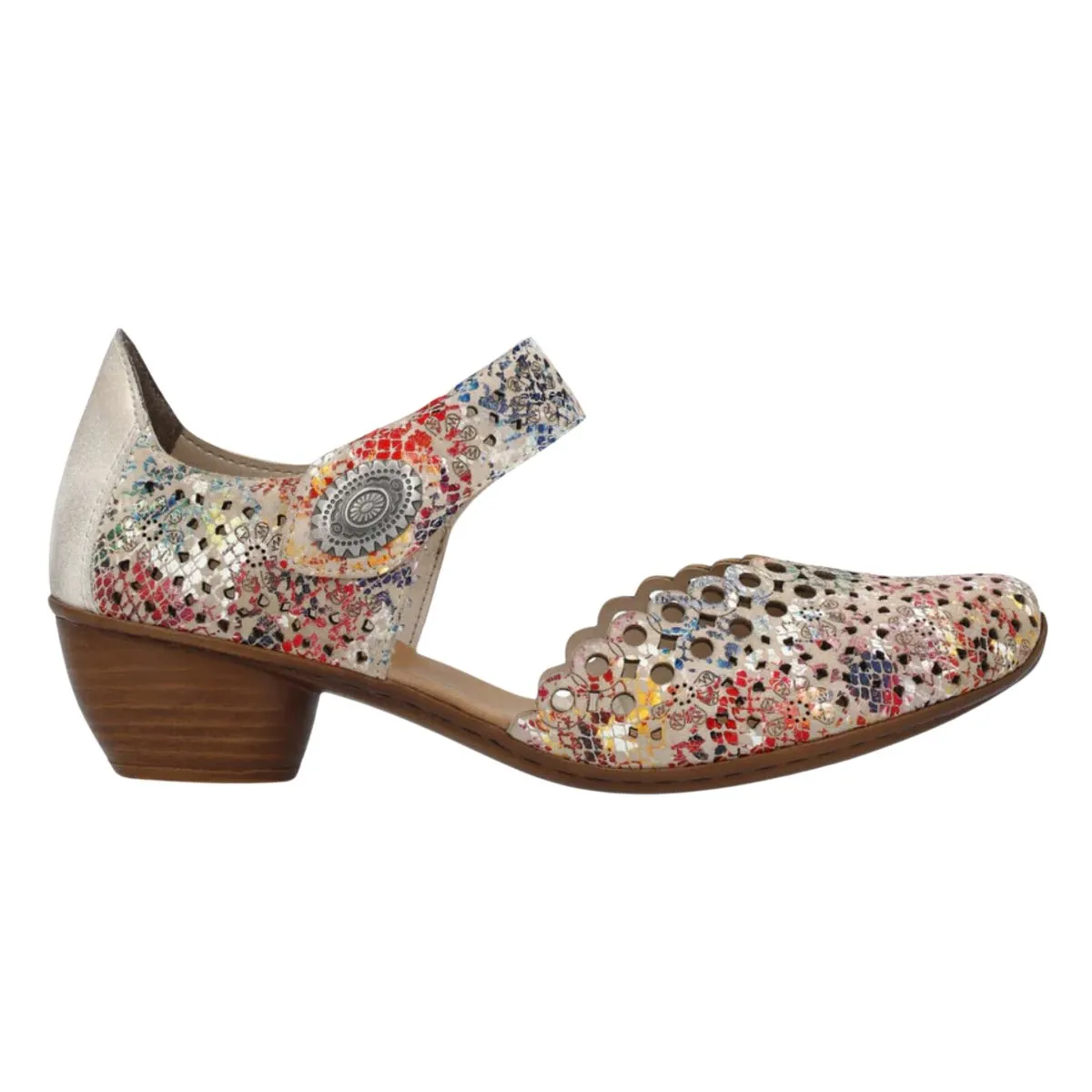 Rieker Women's 43753-91 Beige Multi Leather Soft Interior No Pain