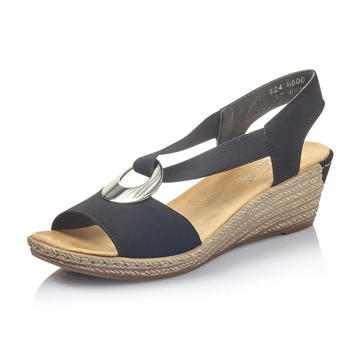 Rieker Women's 624H6-00 Black Comfortable Gloss Line