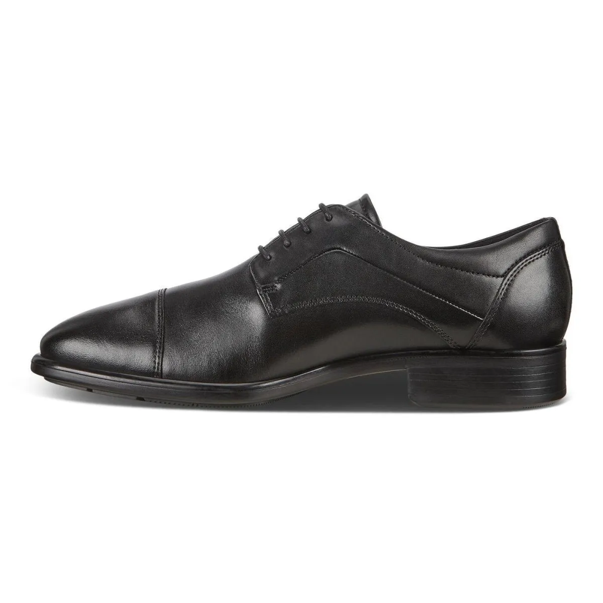 ECCO Men's City Tray Derby Shoe Black High-End Leather Top Look