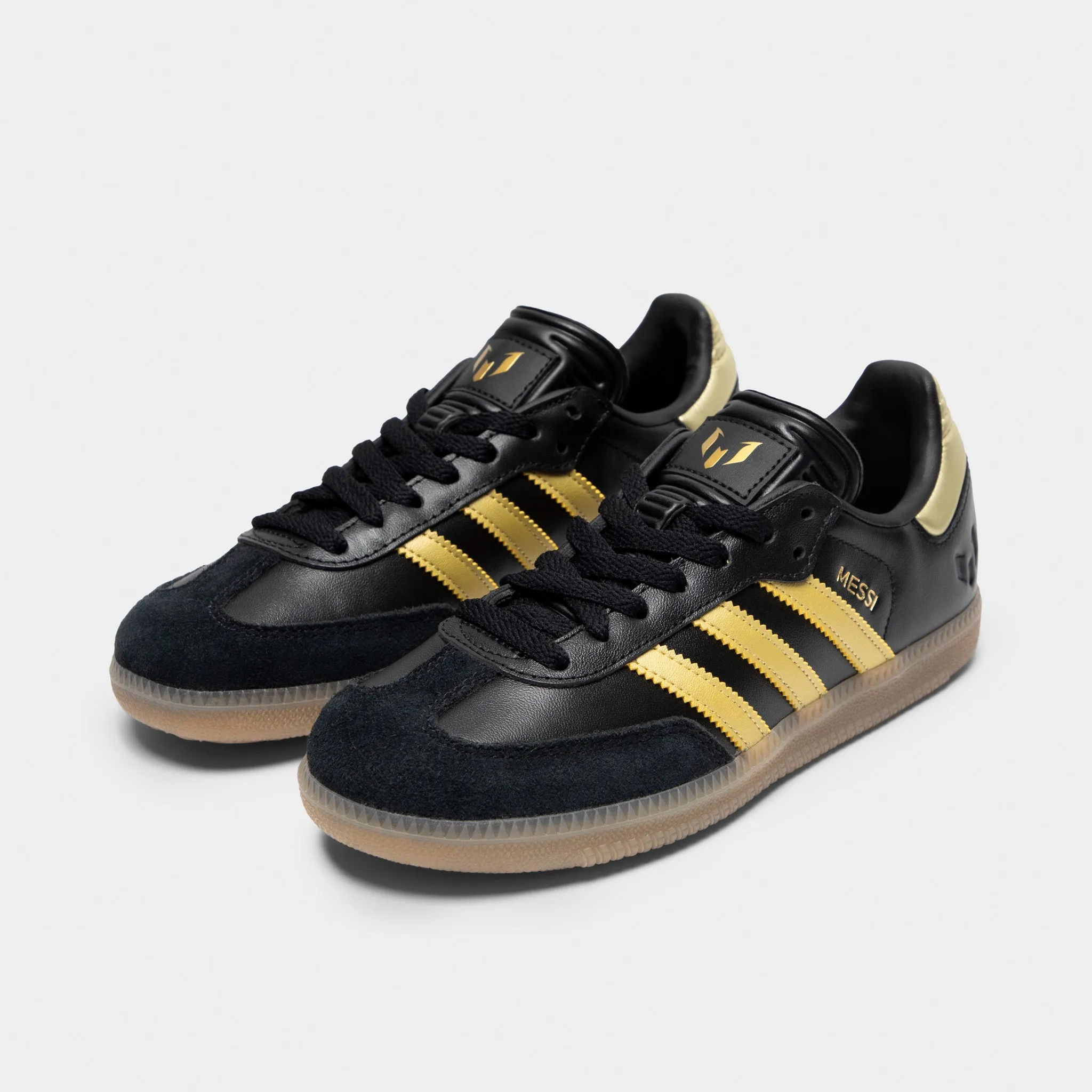 Weather Ready adidas Juniors' Samba Messi Core Black / Gold Metallic - Gum