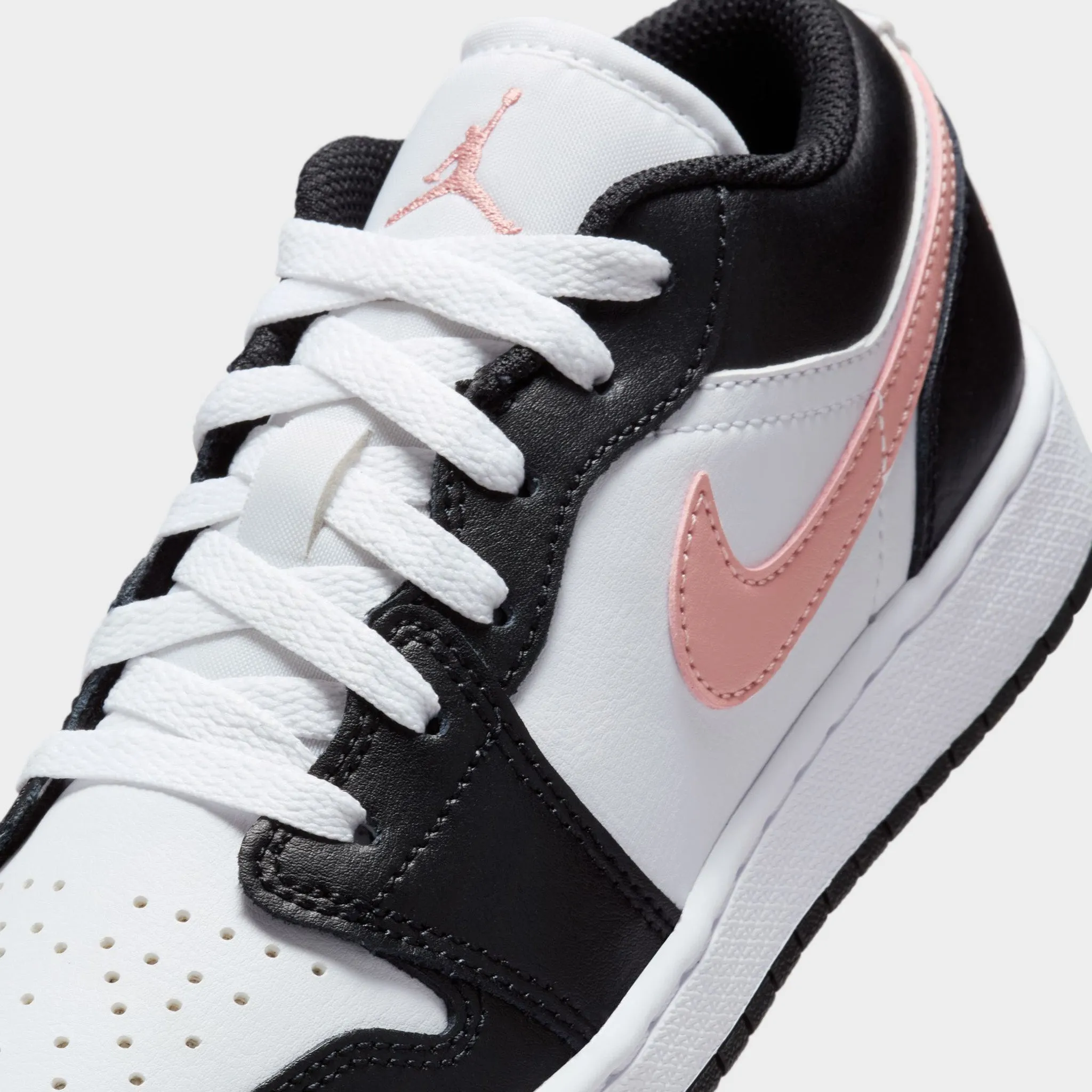 Jordan 1 Low GS White / Rust Pink - Black Soft Surface athletic style