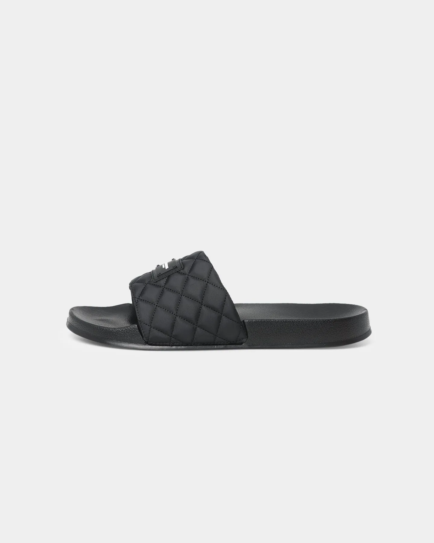 Saint Morta Annex Quilted Slides Black Shine Tone Comfort Heel