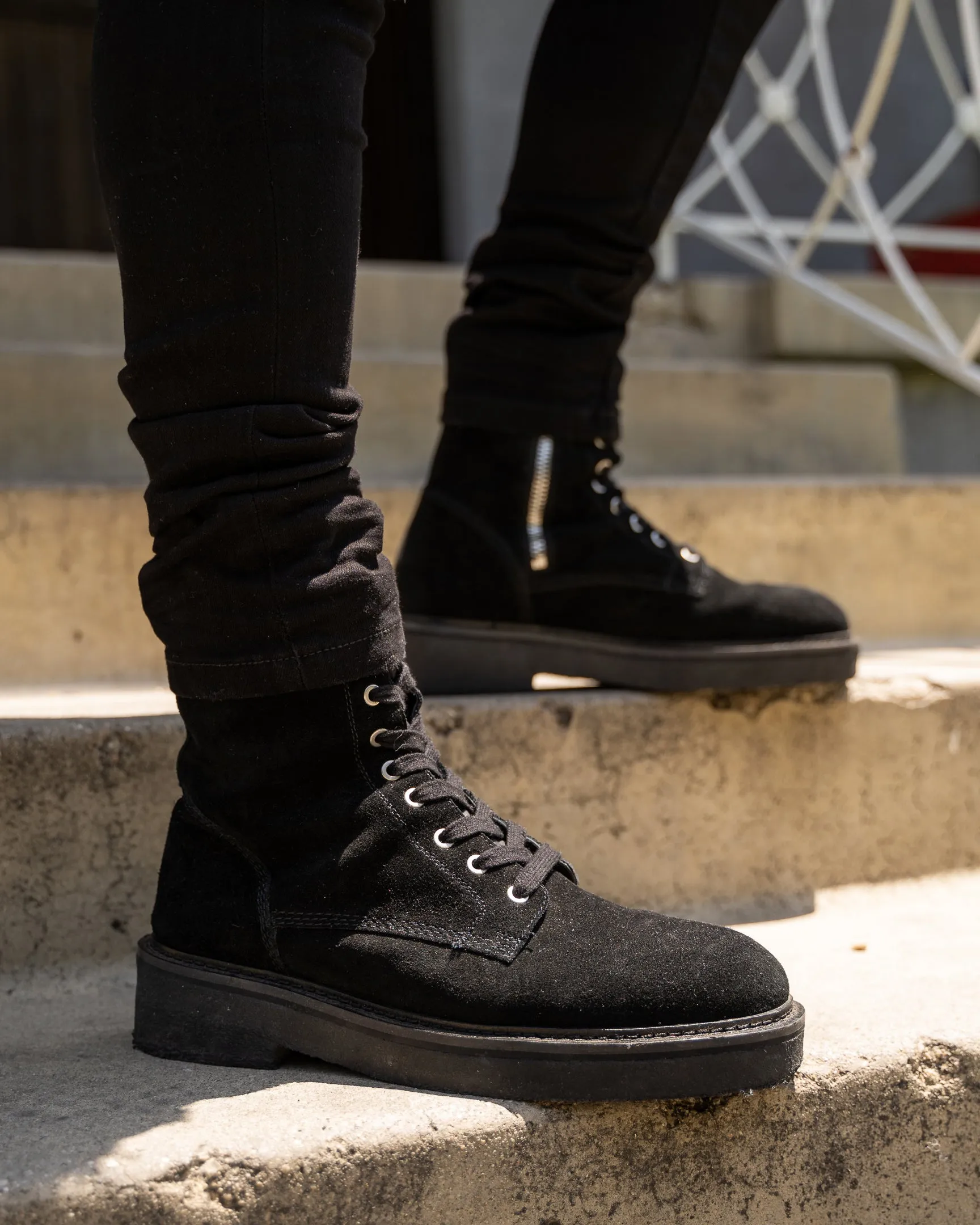 Saint Morta Chunky Boot Suede Black Soul Walk