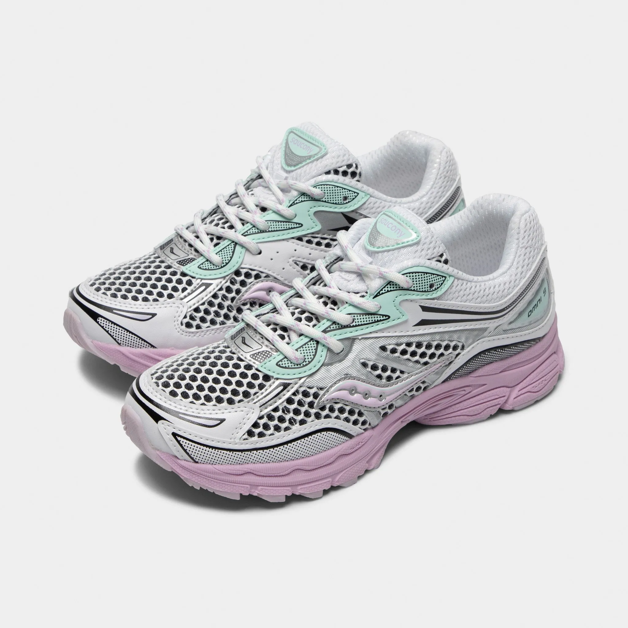 Saucony Juniors' Omni 9 White / Lilac Vent Zones