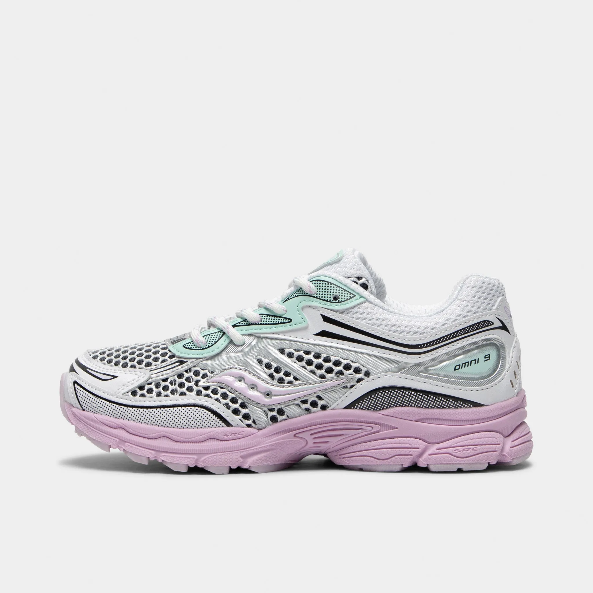 Cozy Motion mom style Saucony Juniors' Omni 9 White / Lilac