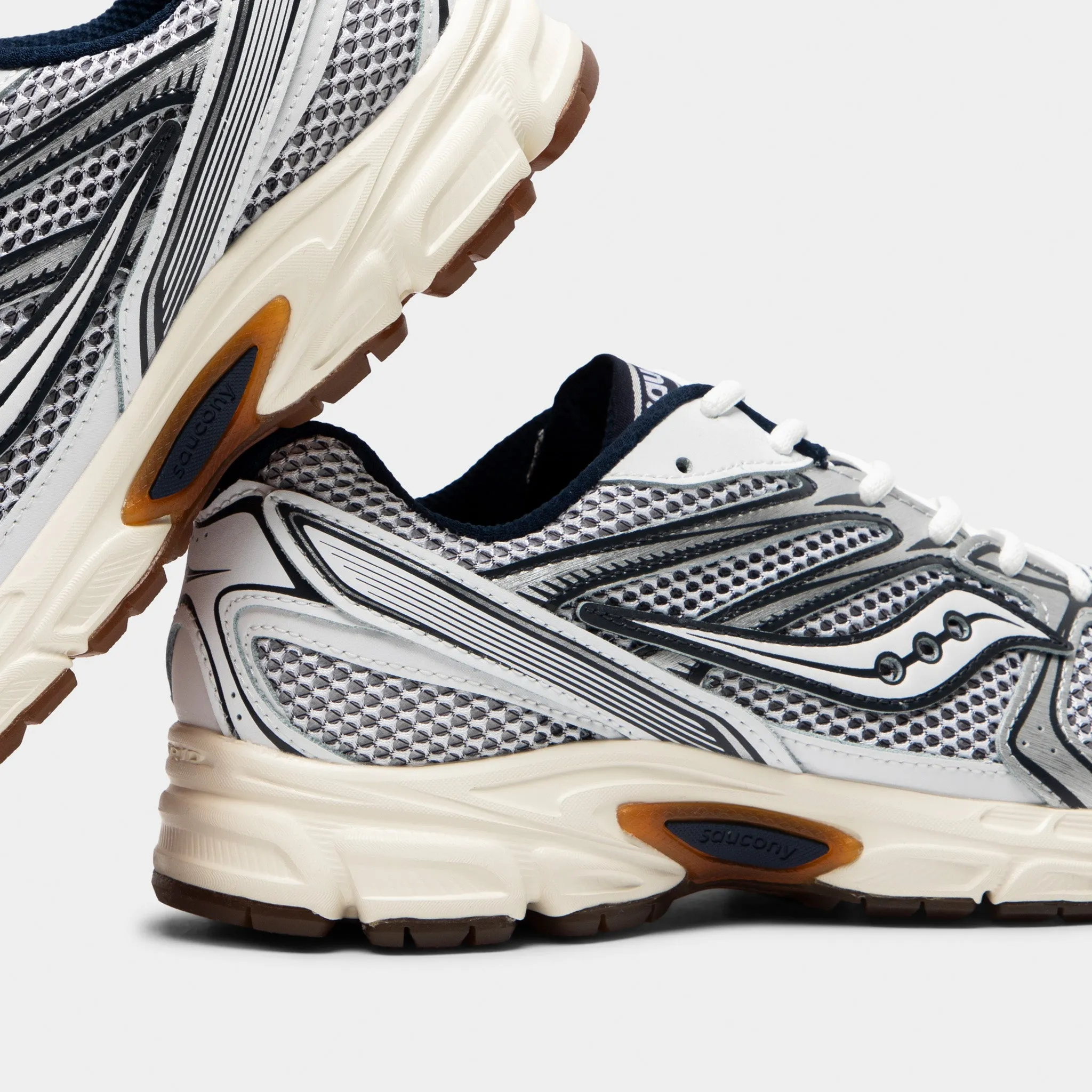 Saucony Ride Millennium White / Navy Bright Neon Memory Foam