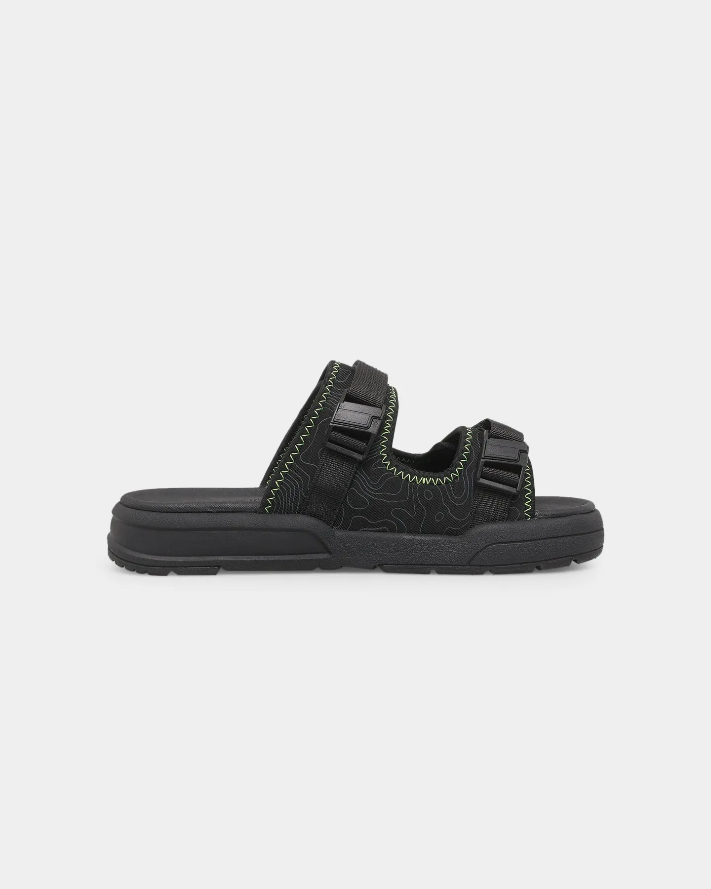 Seichi X PYRA Sandoru Ni Slides Black/Volt Scandi Clean Mountain Strong