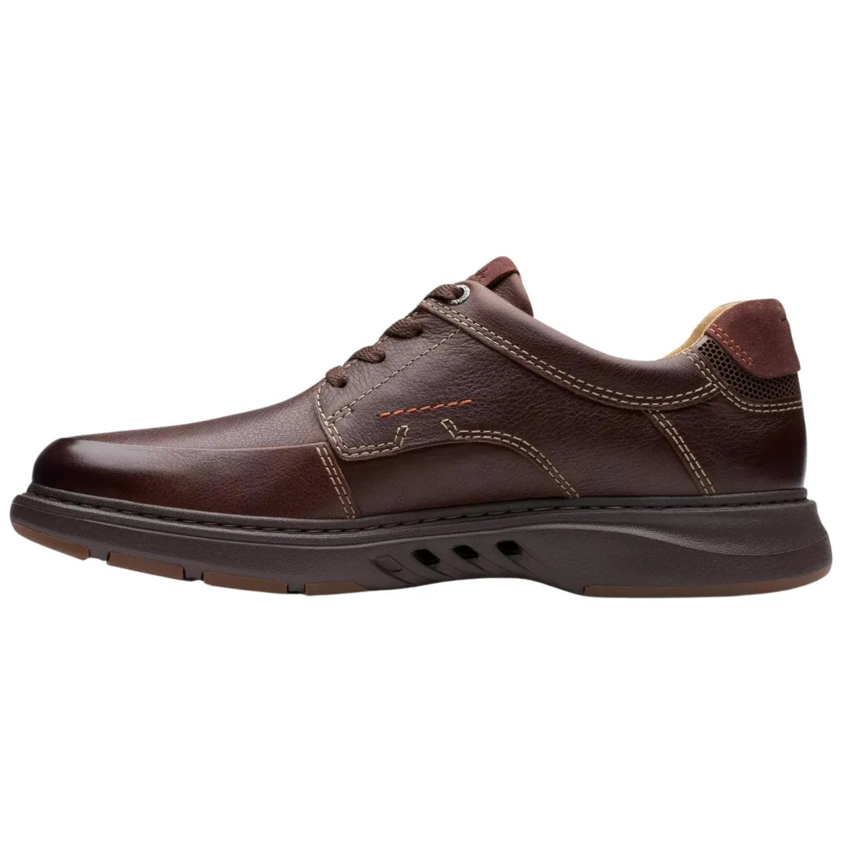 Clarks Men's Un Briley Lace Mahogany Leather Elastic laces