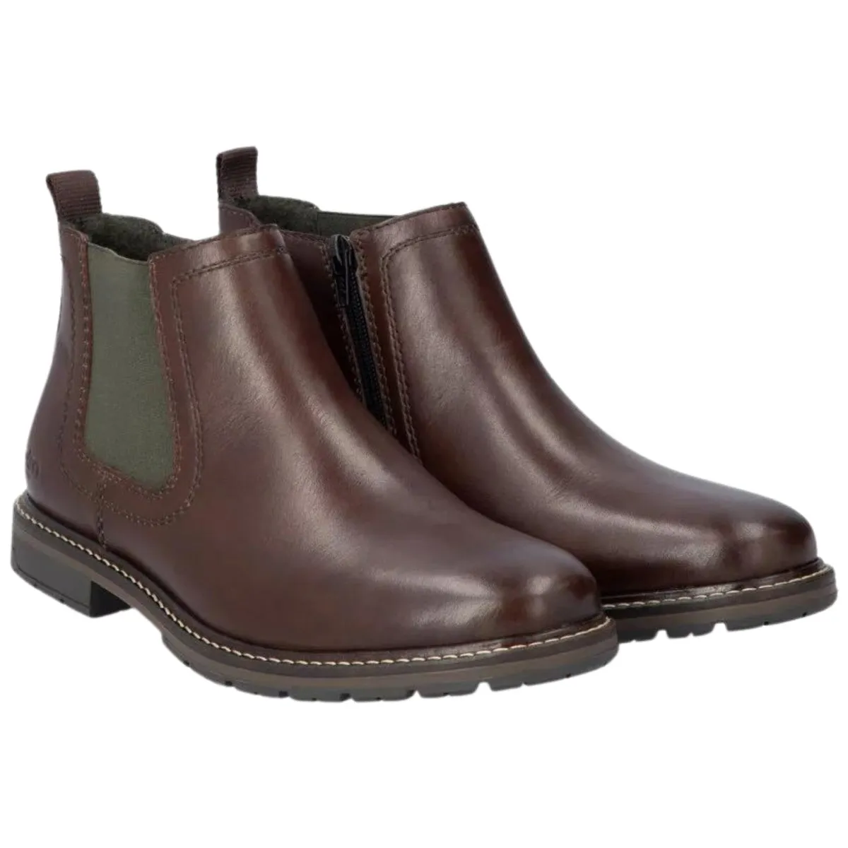 Rieker Men's 13757-25 Chelsea Nougat Brown Leather Vintage Craft