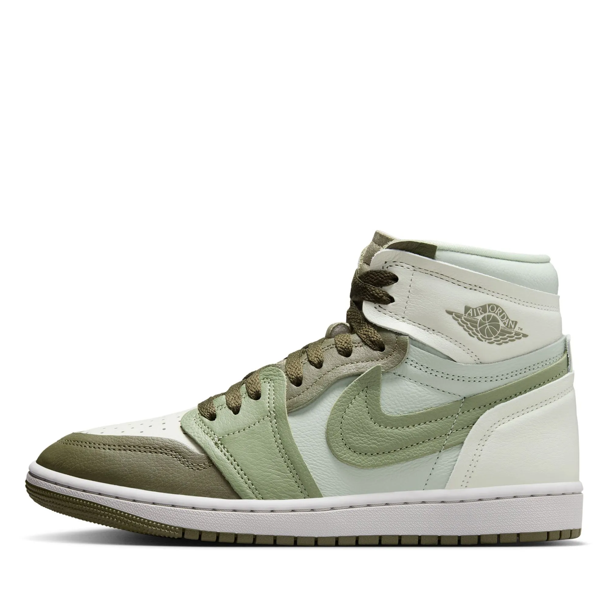 Shock-absorbent arch Supportive Choice Women's Air Jordan 1 High Method of Make - Medium Olive/Oil Green