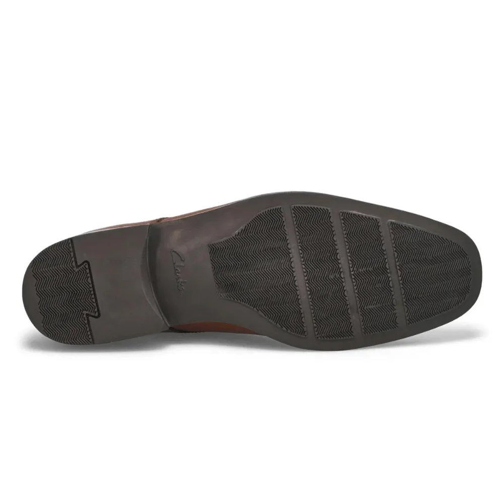 Unique grip Clarks Tilden Cap Dark Tan Leather Shoes - 26130096