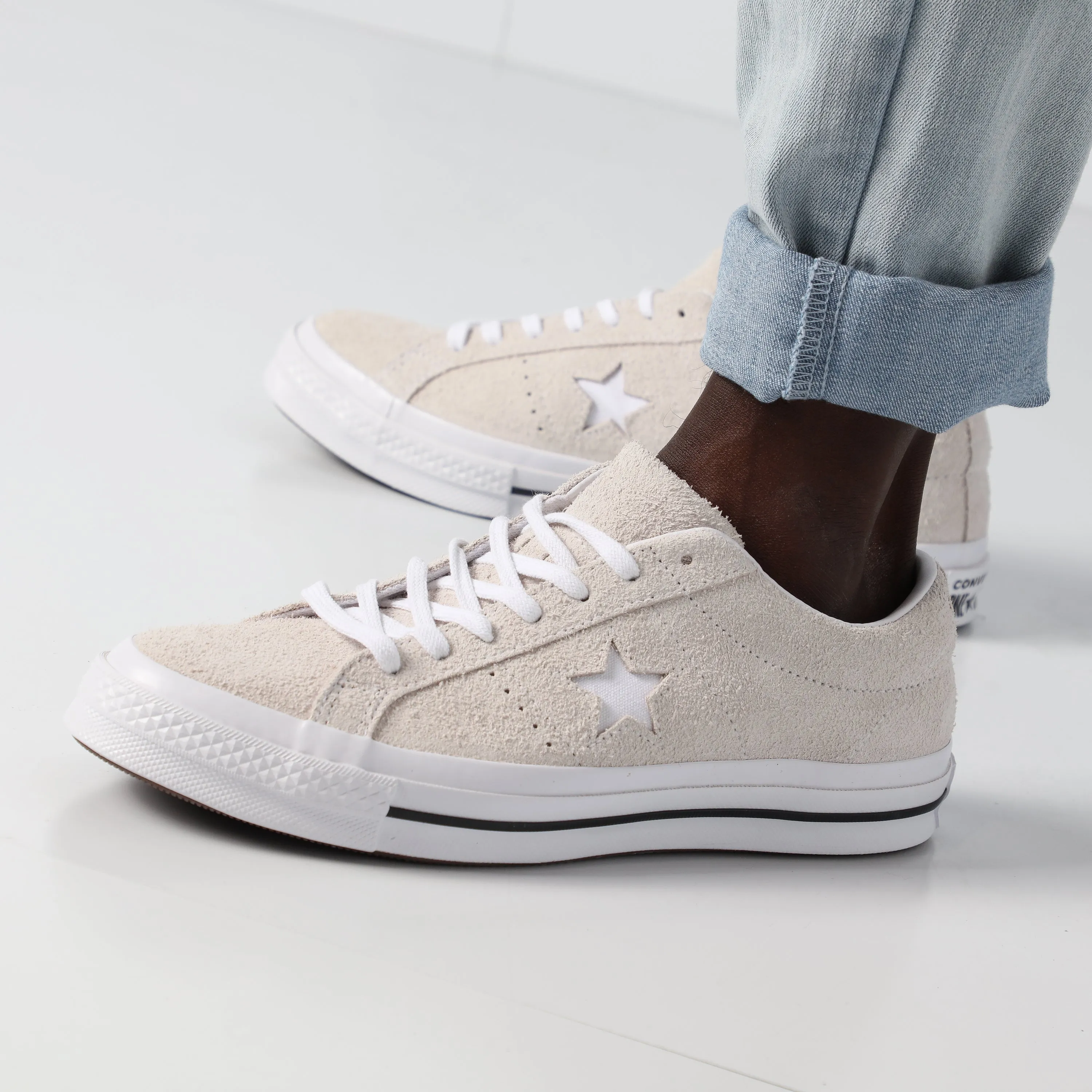 Converse One Star Vintage Suede Low White/Black Rain Guard