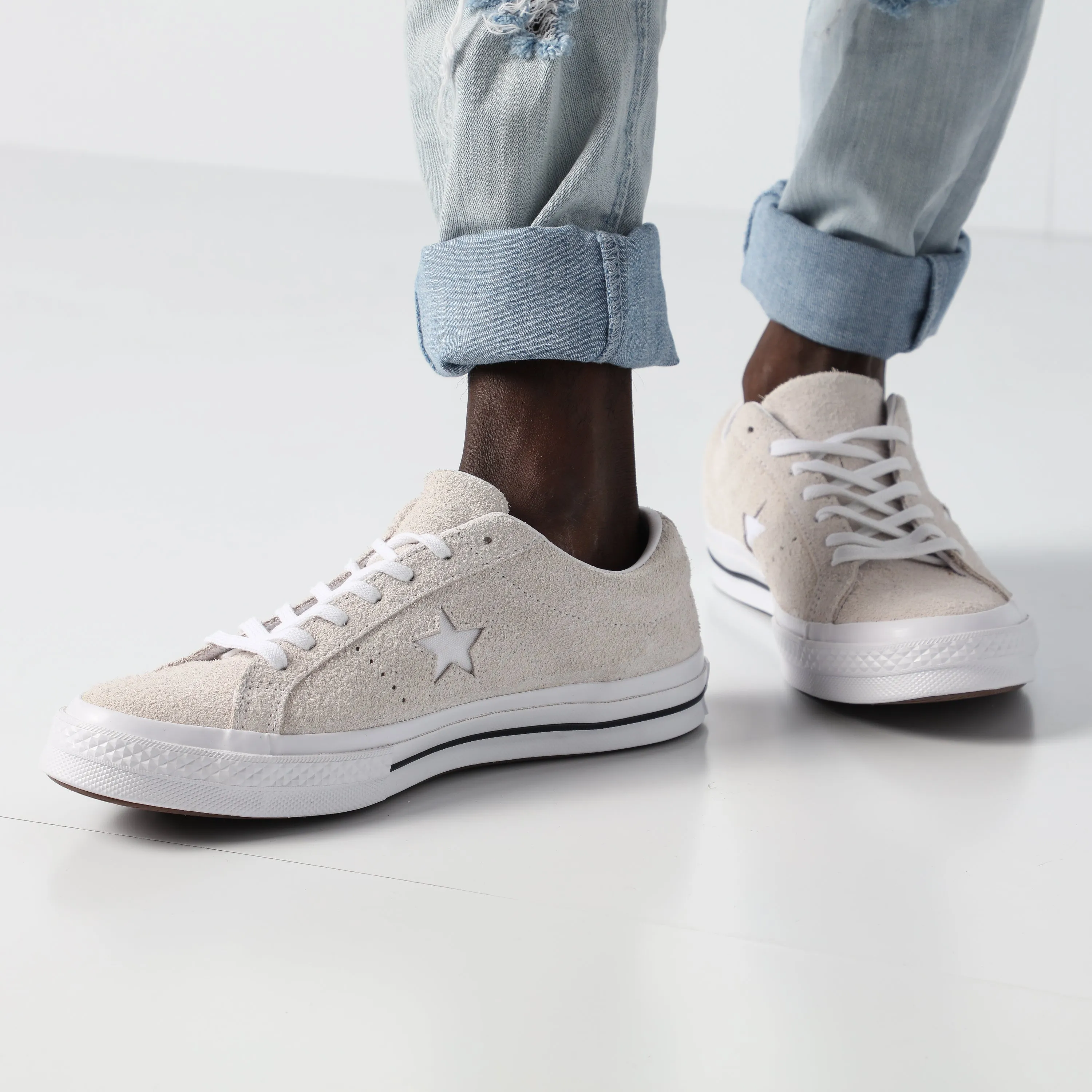 Scandi Clean High Arch Converse One Star Vintage Suede Low White/Black