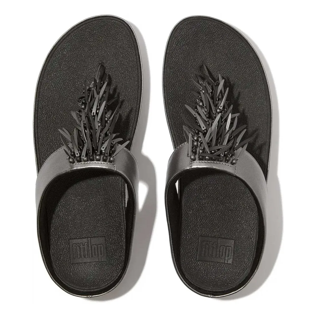 Semi Formal FitFlop Women's Rumba Beaded Pewter/Black Thong