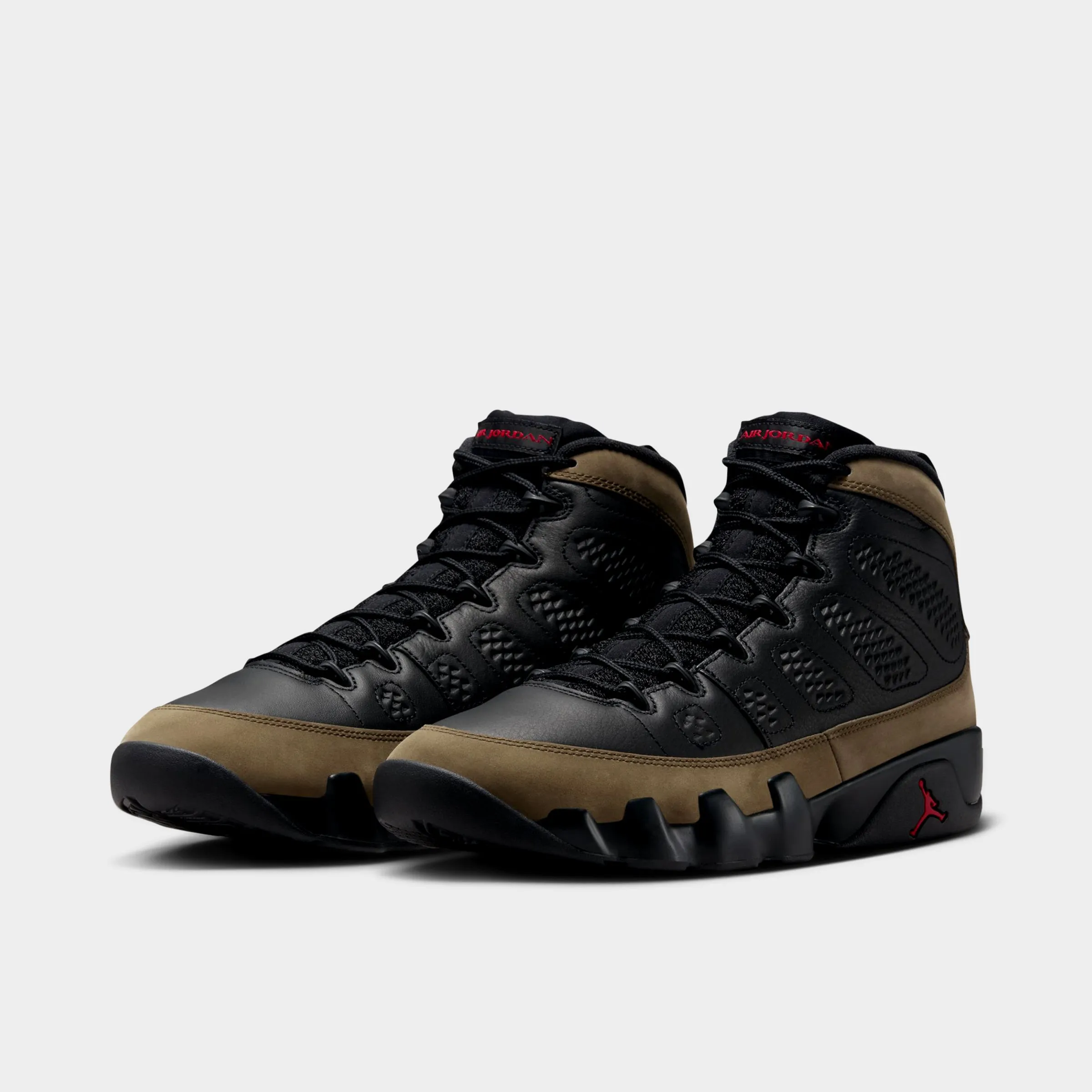 Fashion Fit Outdoor Adventure Jordan 9 Retro Black / True Red - Light Olive