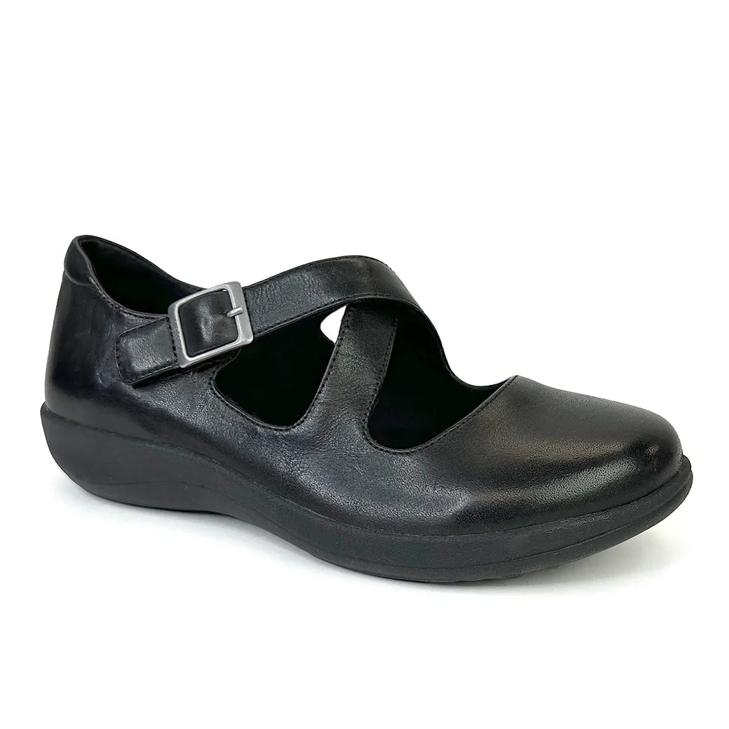 Womens Aetrex Paisley in Black Foam Support Fun Pace