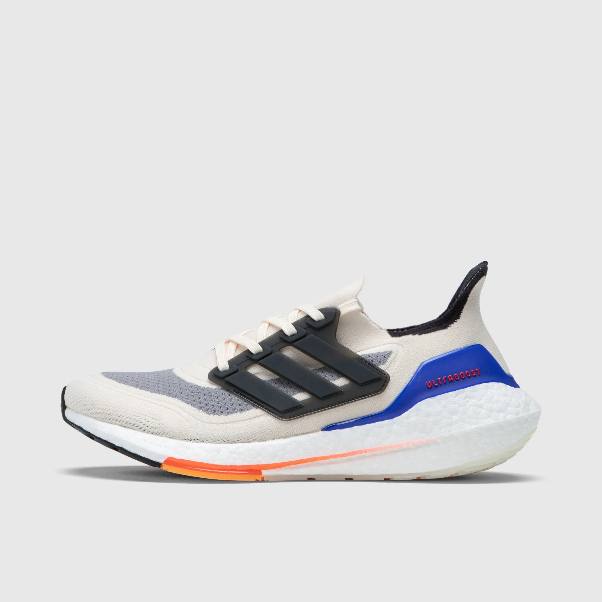 adidas Ultraboost 21 White / Carbon - Solar Red Busy Walk Forest Path