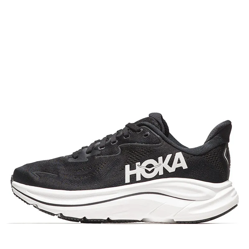Zero Grip Failure Minimalist Footwear Design Women's Hoka Clifton 10 - Black/White