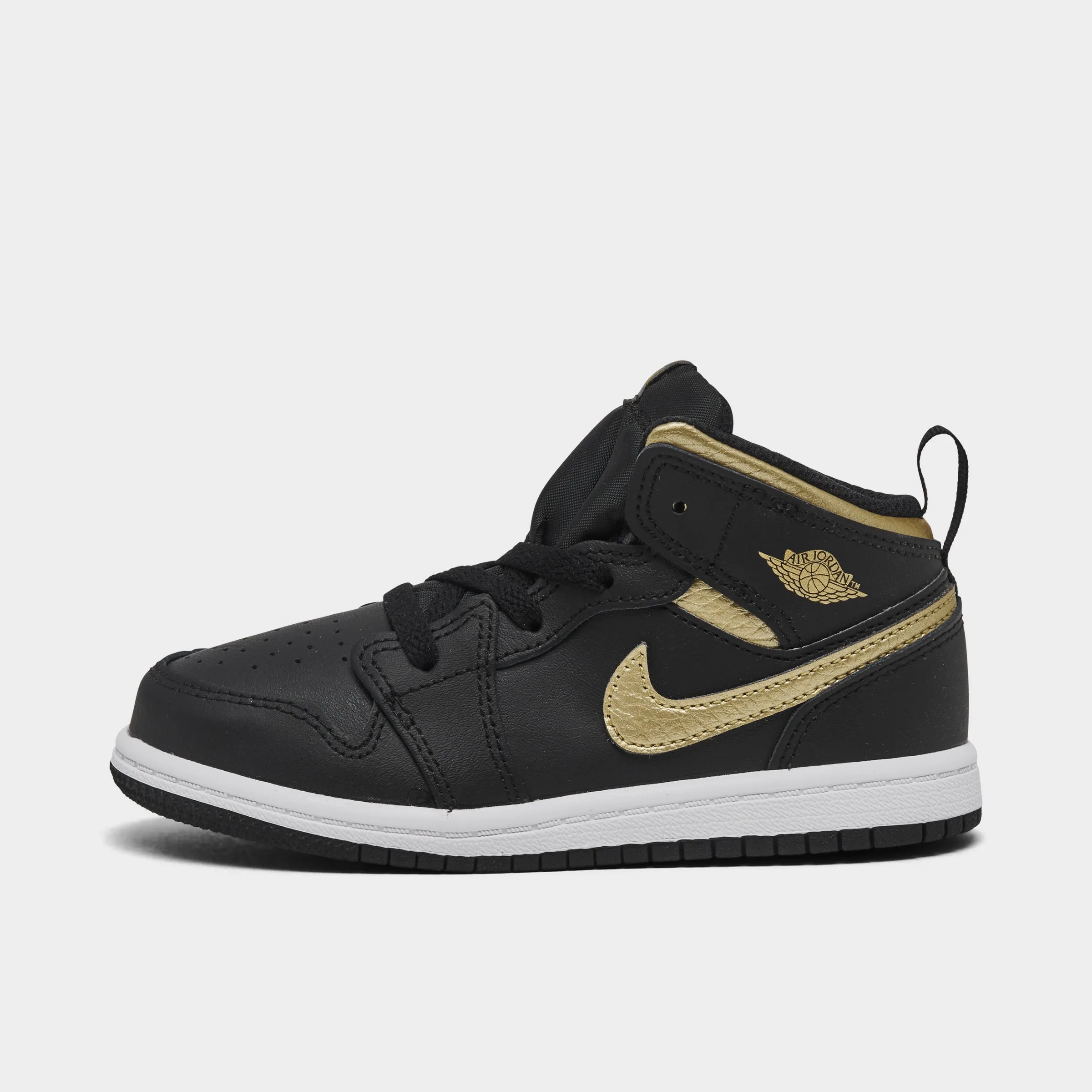Cafe Style Soft Landing Jordan 1 Mid TD Black / Metallic Gold - White