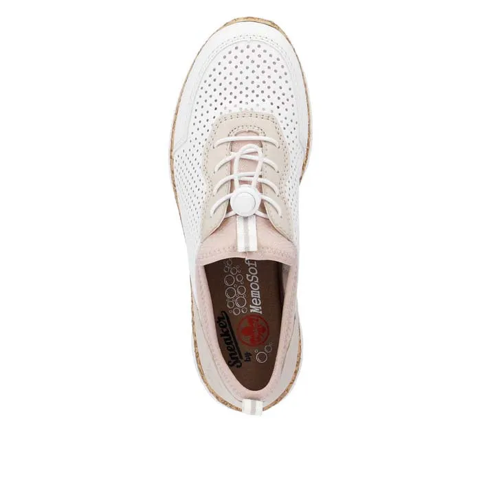 Tea Run Womens Rieker Nikita 86 in Weiss/Perle/Rose Silver