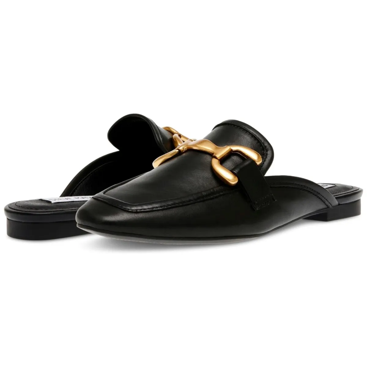 Steve Madden Women's Fortunate Black Leather Success Step Japan Sharp
