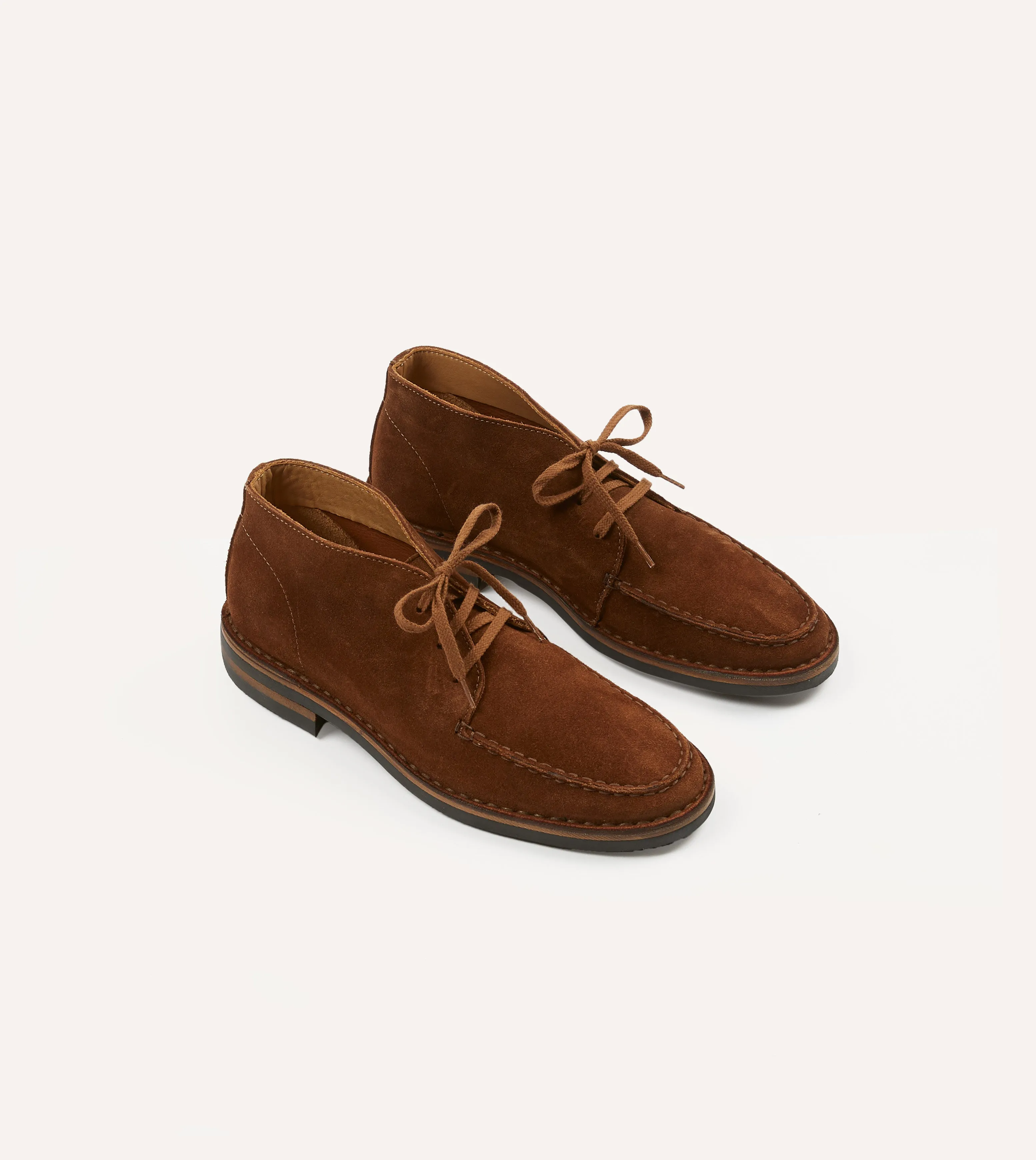 Plush Step Crosby Moc-Toe Chukka Boot Light Brown Roughout Suede with Rubber Sole