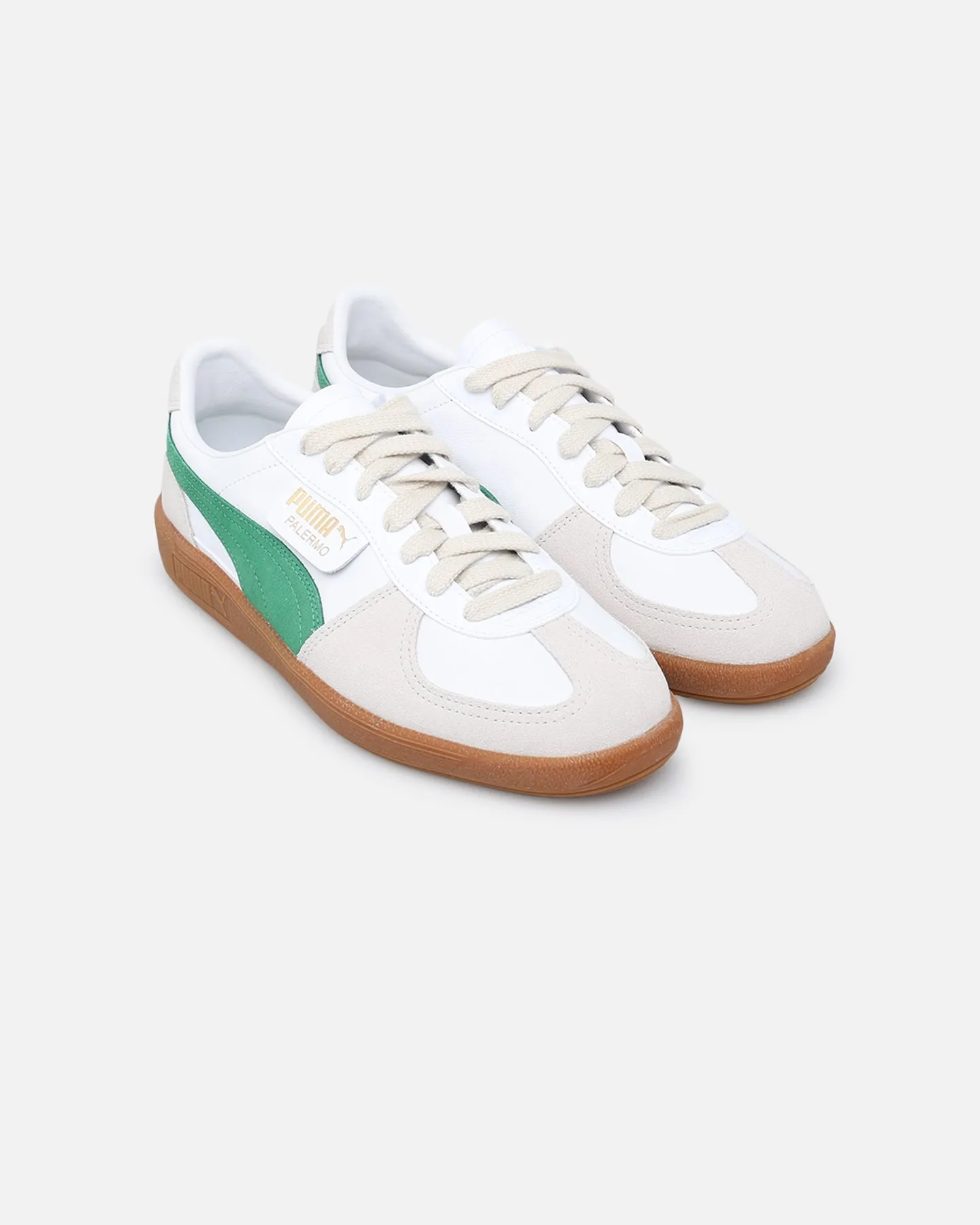 Puma Palermo Leather White/Green Teen Edge Comfort Fit