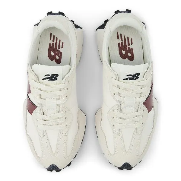 Womens New Balance 327 in Sea Salt/Monarch Burgundy Clean Fit