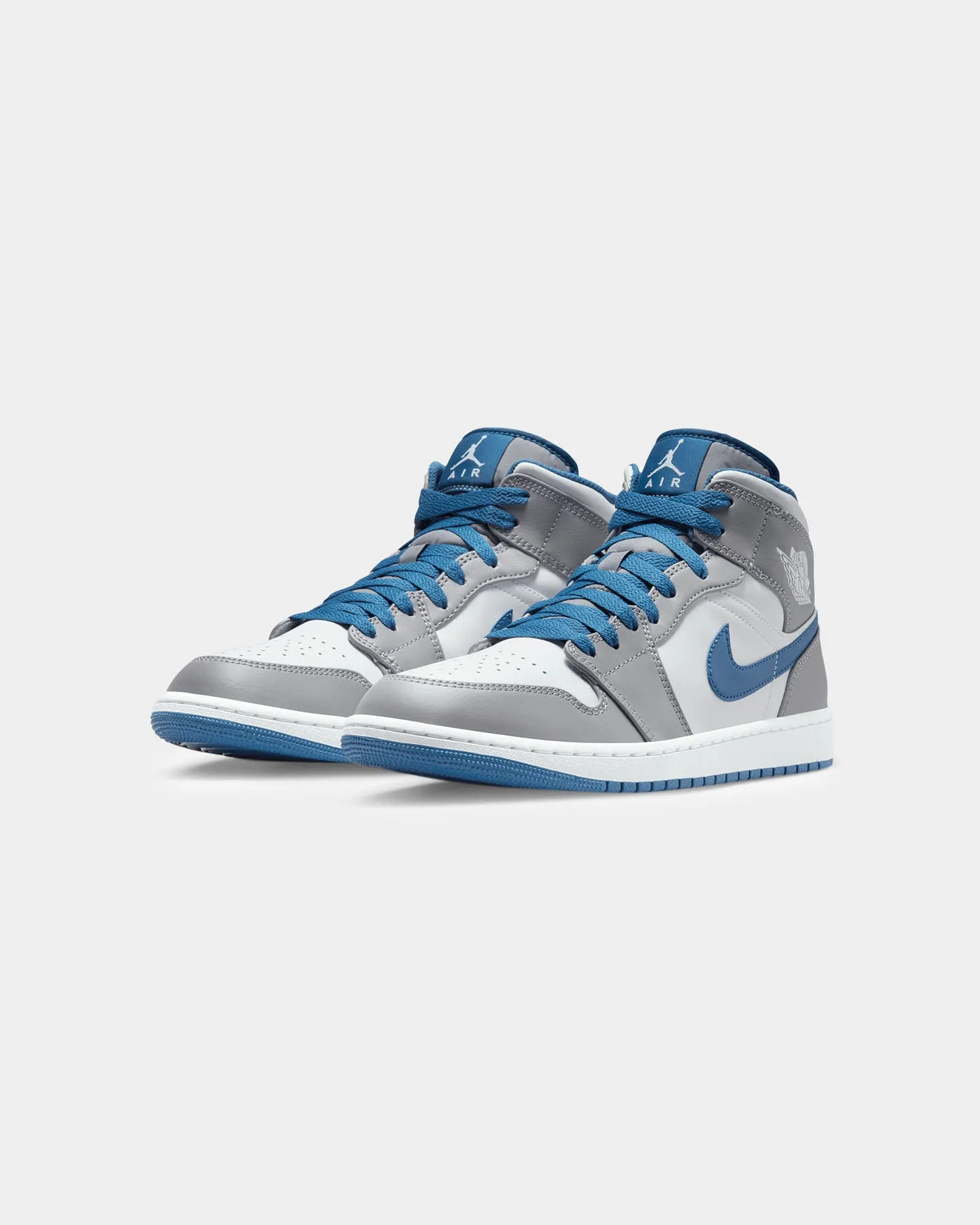 Jordan Air Jordan 1 Mid "True Blue" Cement Grey/White-Blue Fashion Glow Toe Protection