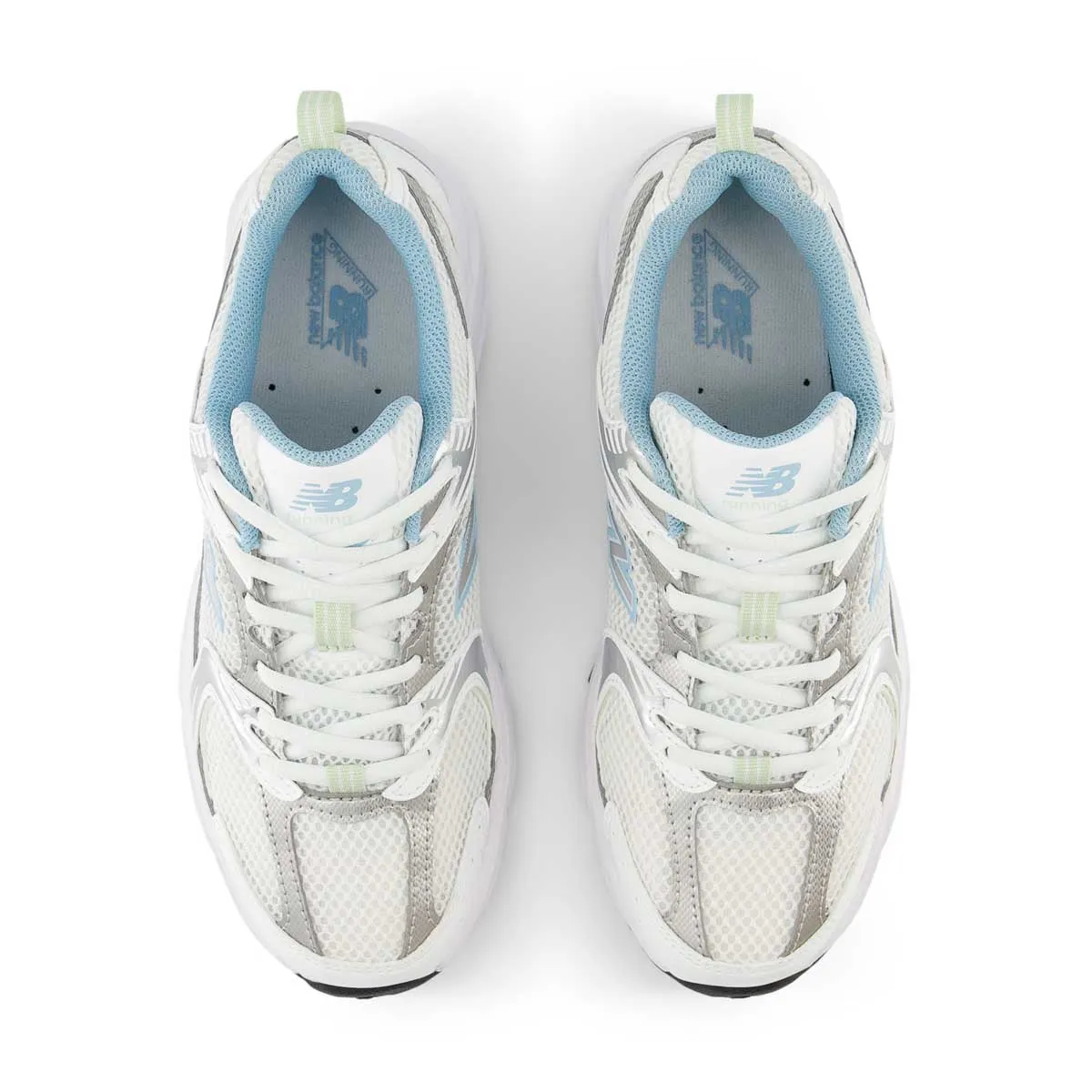 530 'White Silver Metallic Blue' Refined performance suede - type