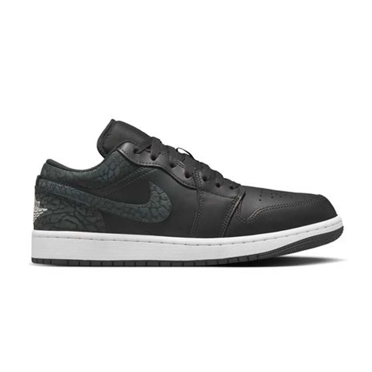 Air Jordan 1 Low SE 'Black Elephant' heel cup Silver Shine