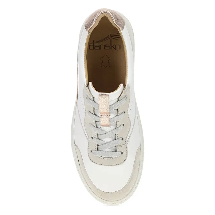 Womens Dansko Josey in White/Rose Gold Functional Design