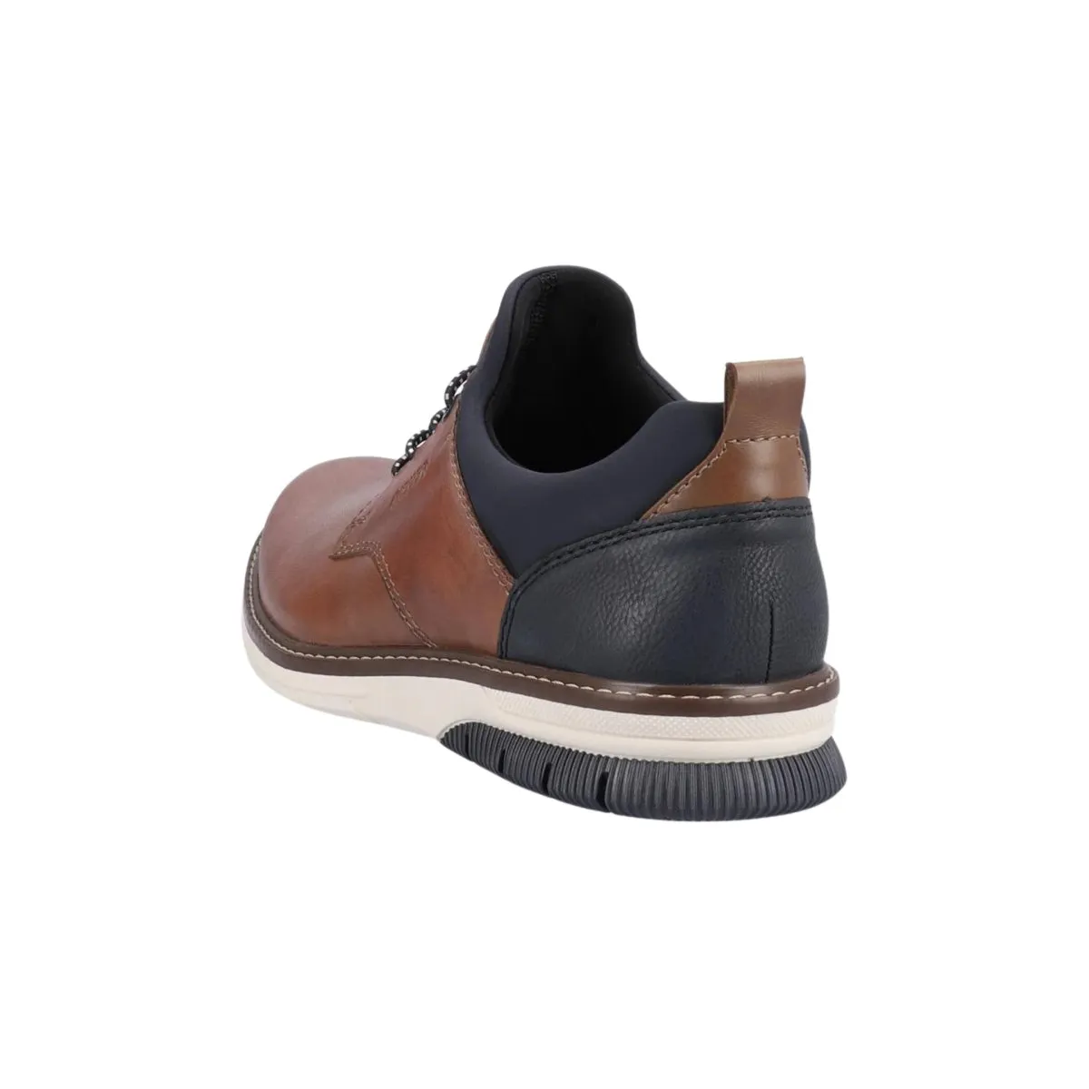 Refined Edge Brogue Detail Rieker Men's 14454-22 Dustin Cognac/Navy Leather