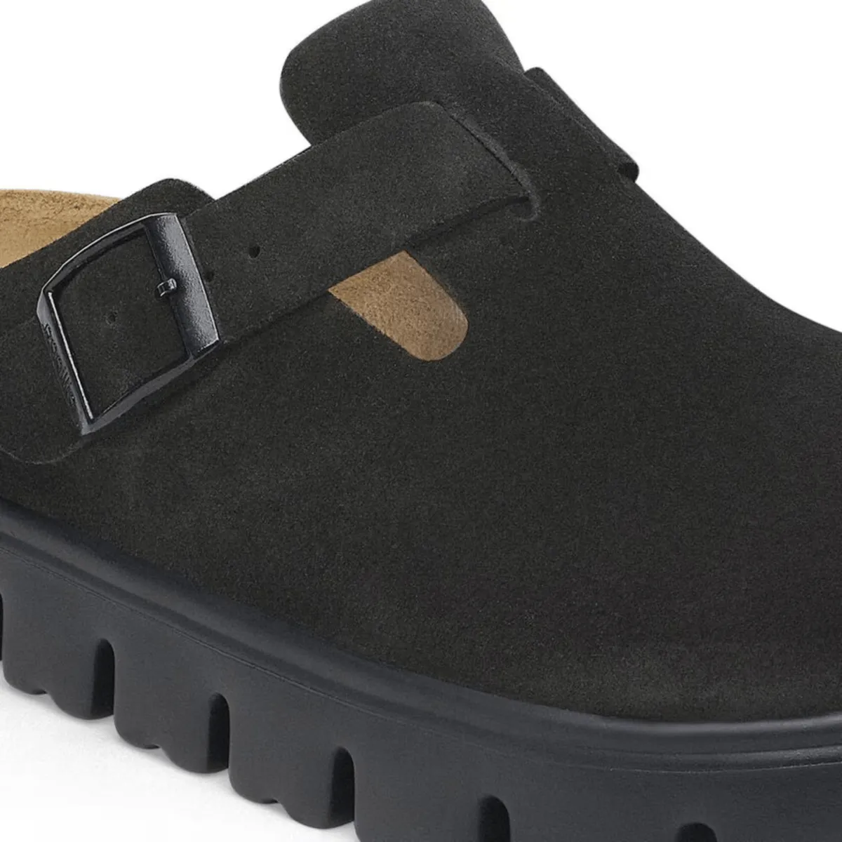 Birkenstock Women's Boston Chunky Black Suede Modern Street