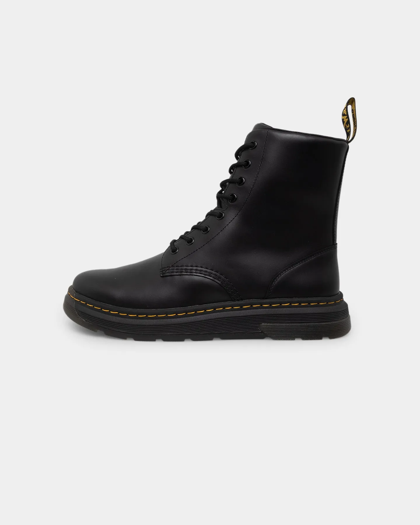 Slim Form Silver Shine Dr. Martens Crewson 8 Eye Boot Black