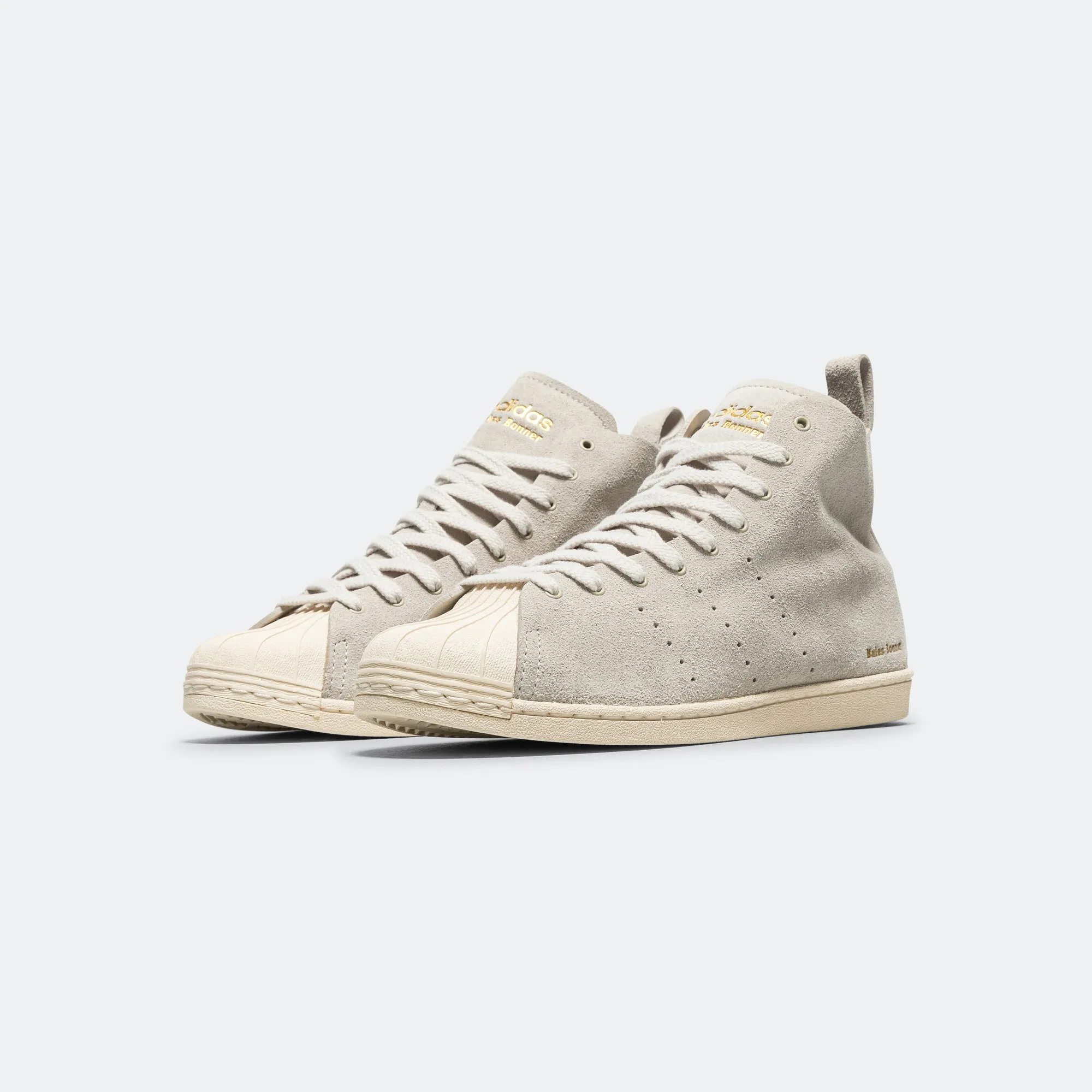 Superstar Hi x Wales Bonner - Mist Stone/Wonder White-Gold Metallic Ergonomic Sole Multi Directional Flex Grooves