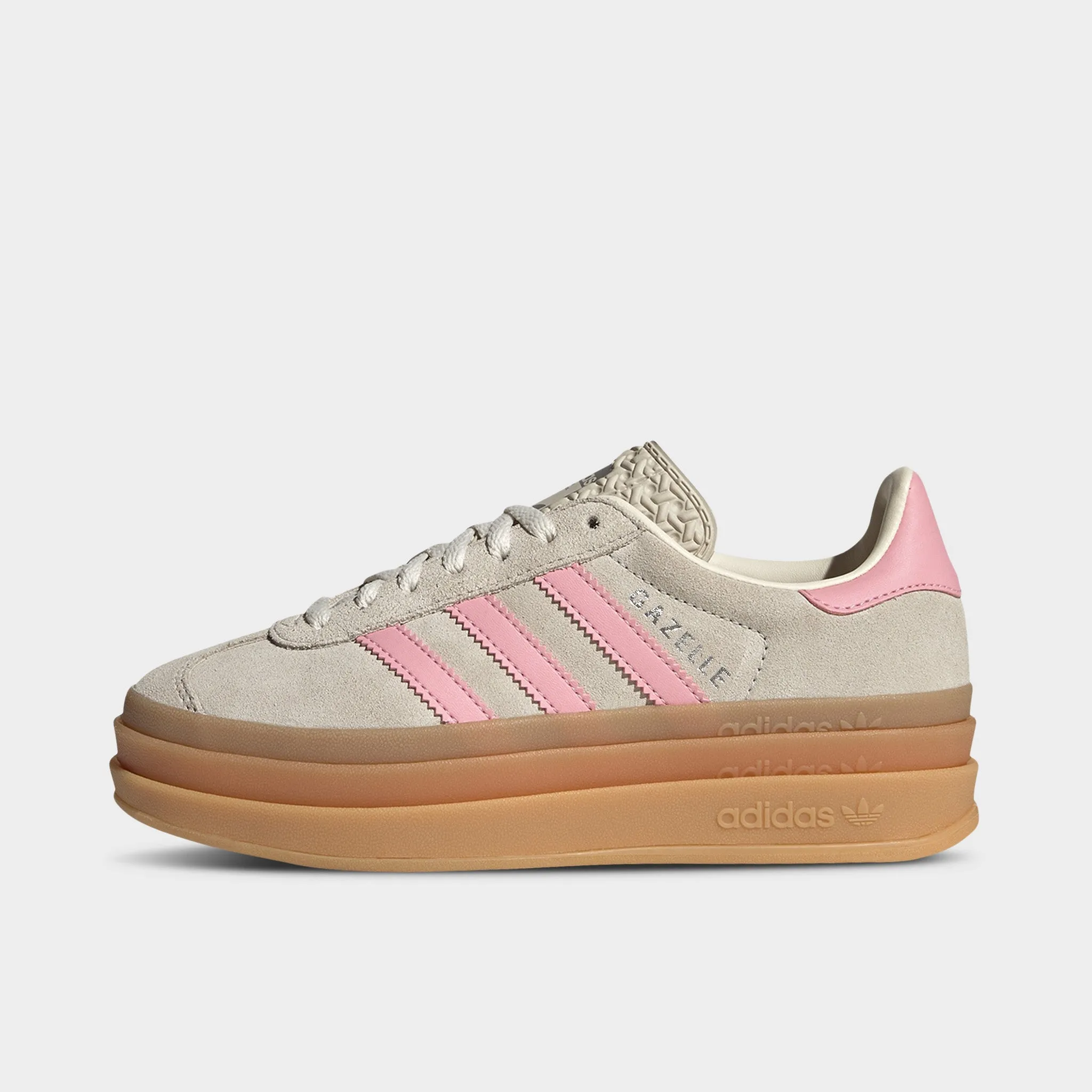 Smooth Soles adidas Juniors' Gazelle Bold Grey / Alumina - Semi Pink Spark