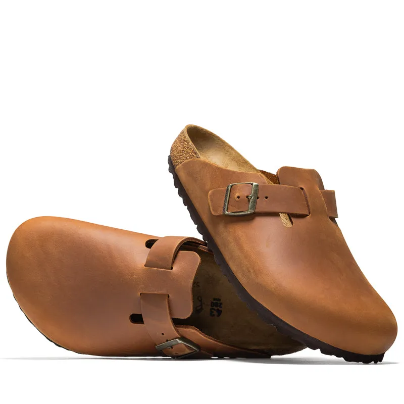 Birkenstock Boston Oiled Leather - Cognac Stylish Open-toe Sandals