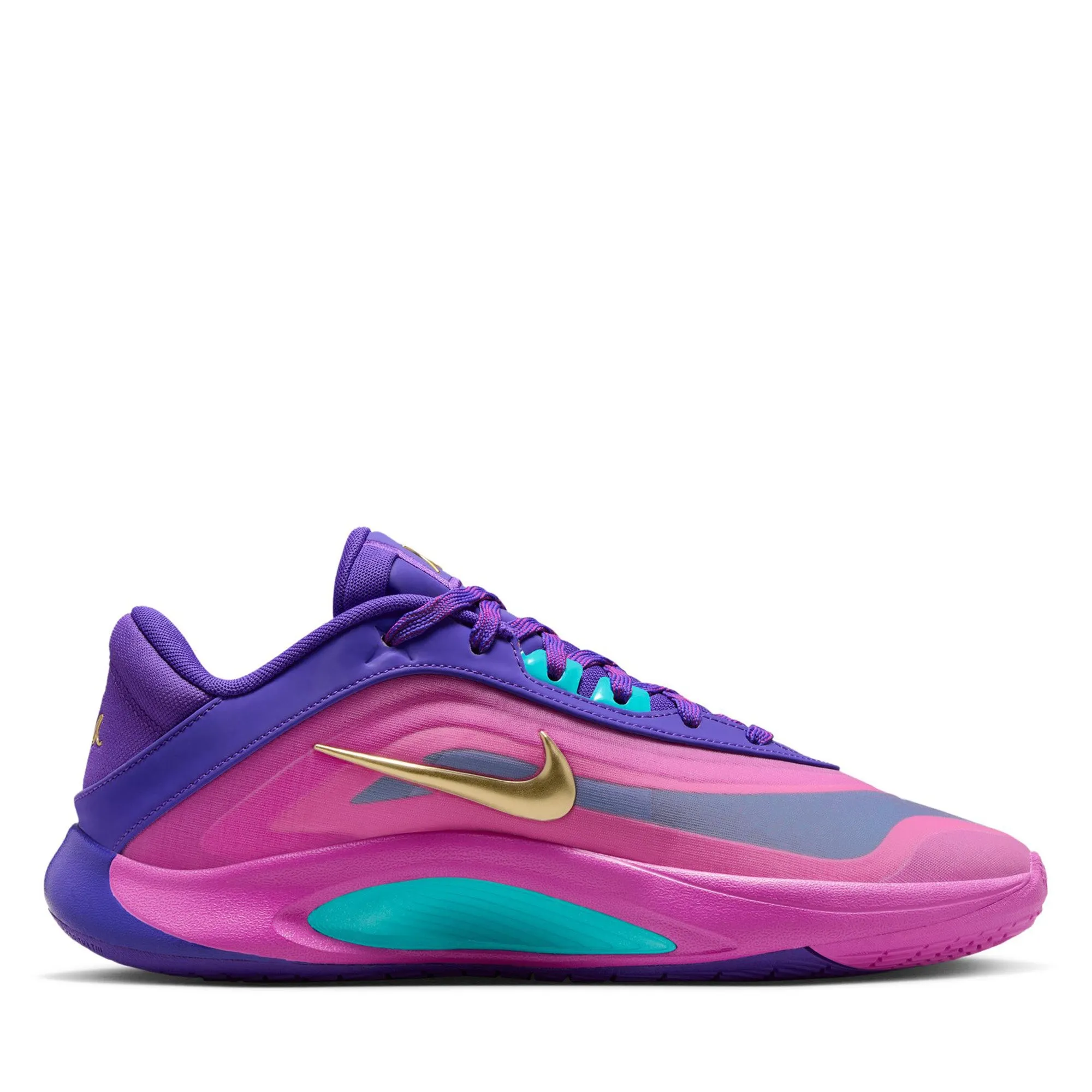 Breathable Tongue Construction Everyday Support Women's Nike A'One - Fierce Purple/Metallic Gold