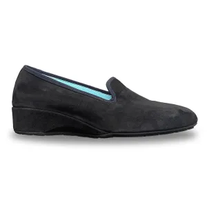 Thierry Rabotin Women's Ziggy 1440MN Black Suede/Navy Trim Shock Pad Cushion Feel