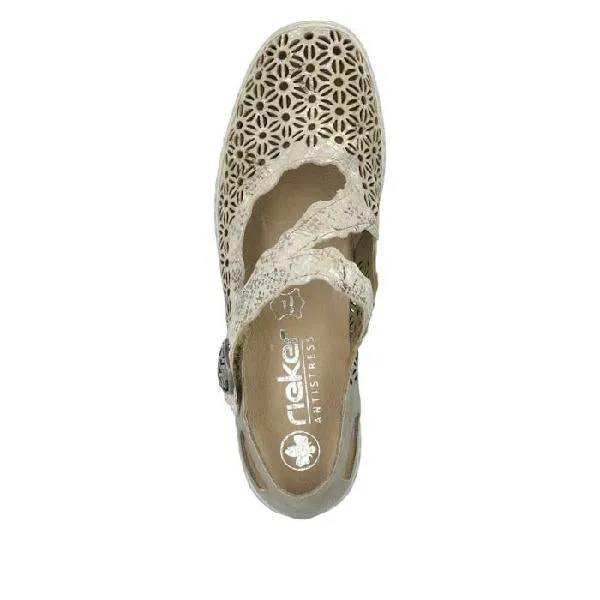 Fresh Wear Day To Night Womens Rieker Doris 62 in Beige Metallic/Perle