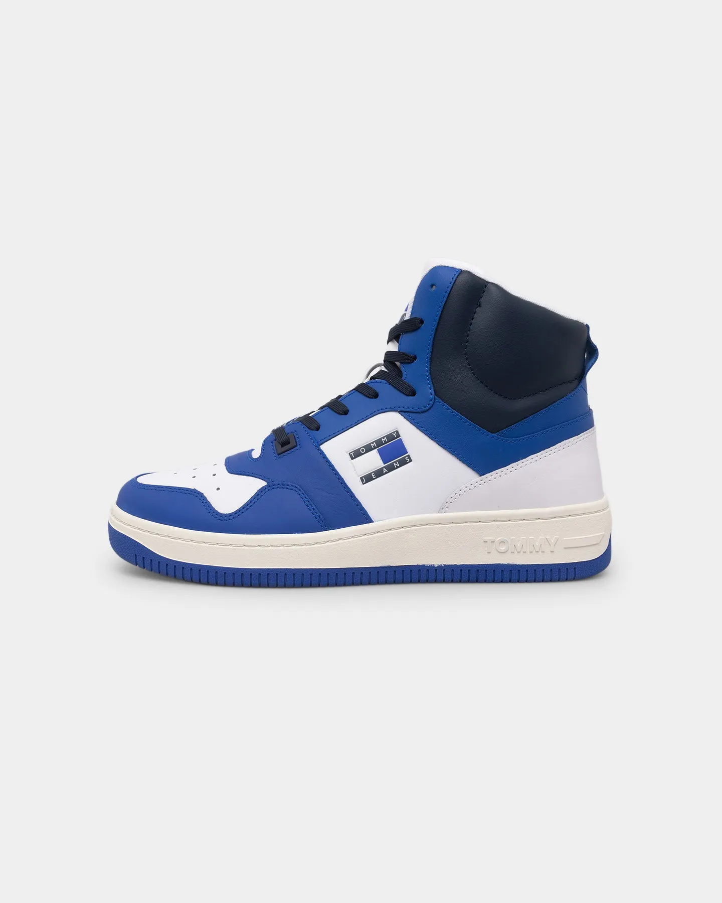 Business Mode photo shoot Tommy Jeans Mid Cut Basketball Trainers Ultra Blue