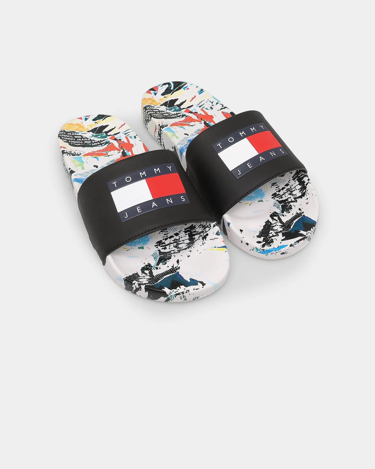 Tommy Jeans TJ Print Pool Slides Collage Print Safe Land Hot Mood
