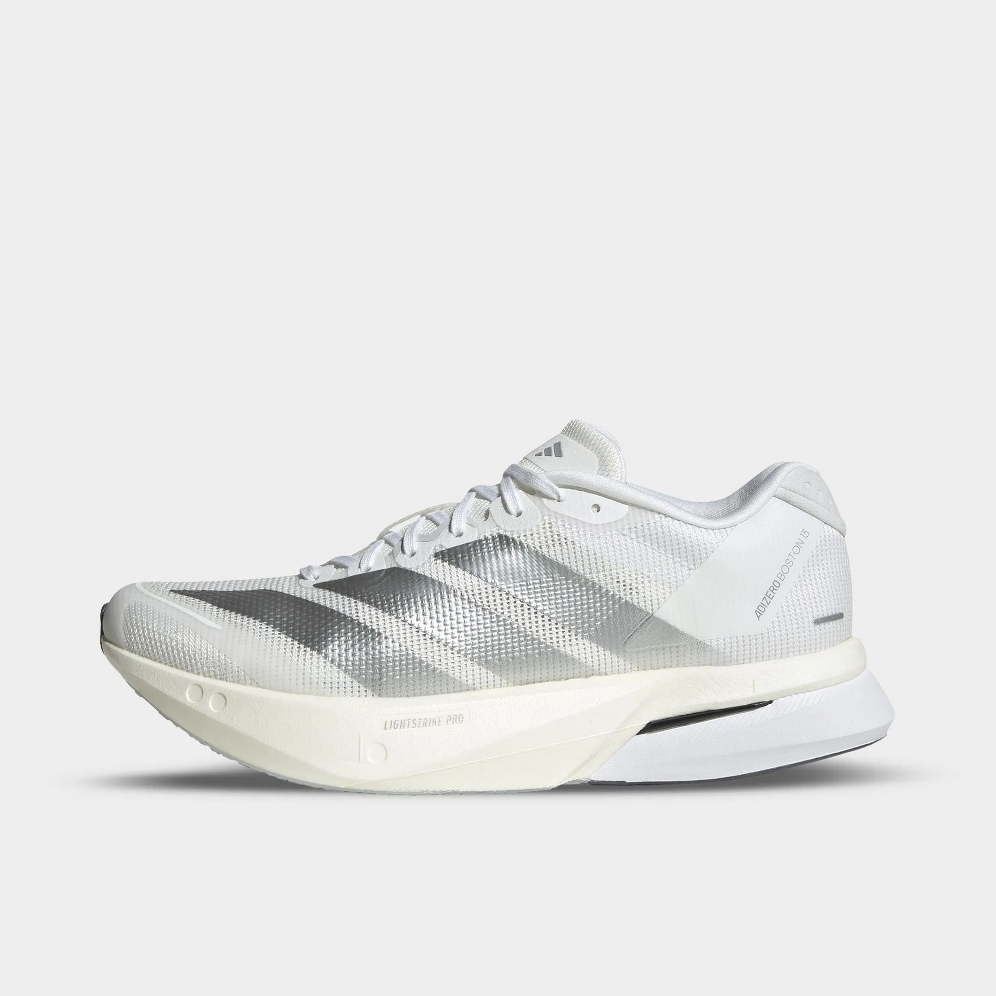 Narrow Fit adidas Women's Adizero Boston 13 White / Matte Silver - Dash Grey