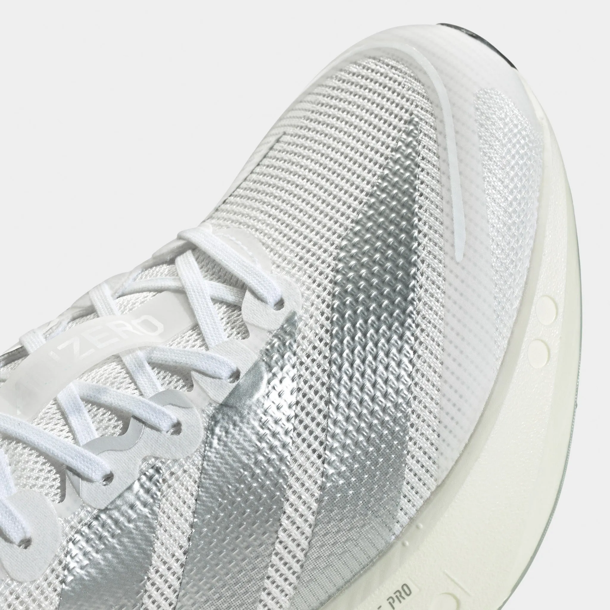 adidas Women's Adizero Boston 13 White / Matte Silver - Dash Grey Easy Wear Pose Ready