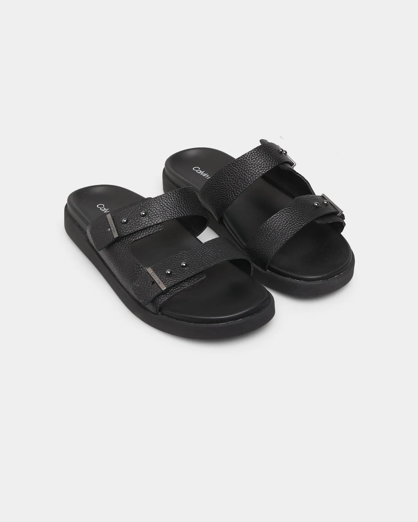 Mesh Calvin Klein Leather Sandals CK Black