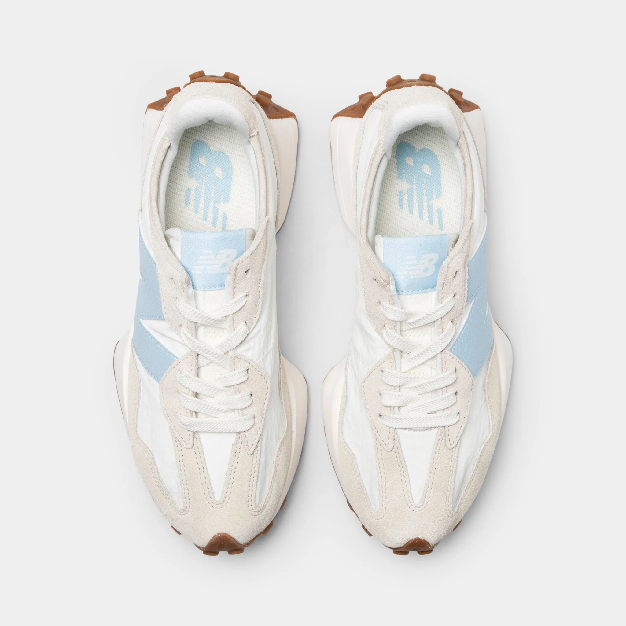 New Balance Women's 327 Tan / Light Blue Lightweight Metal Edge