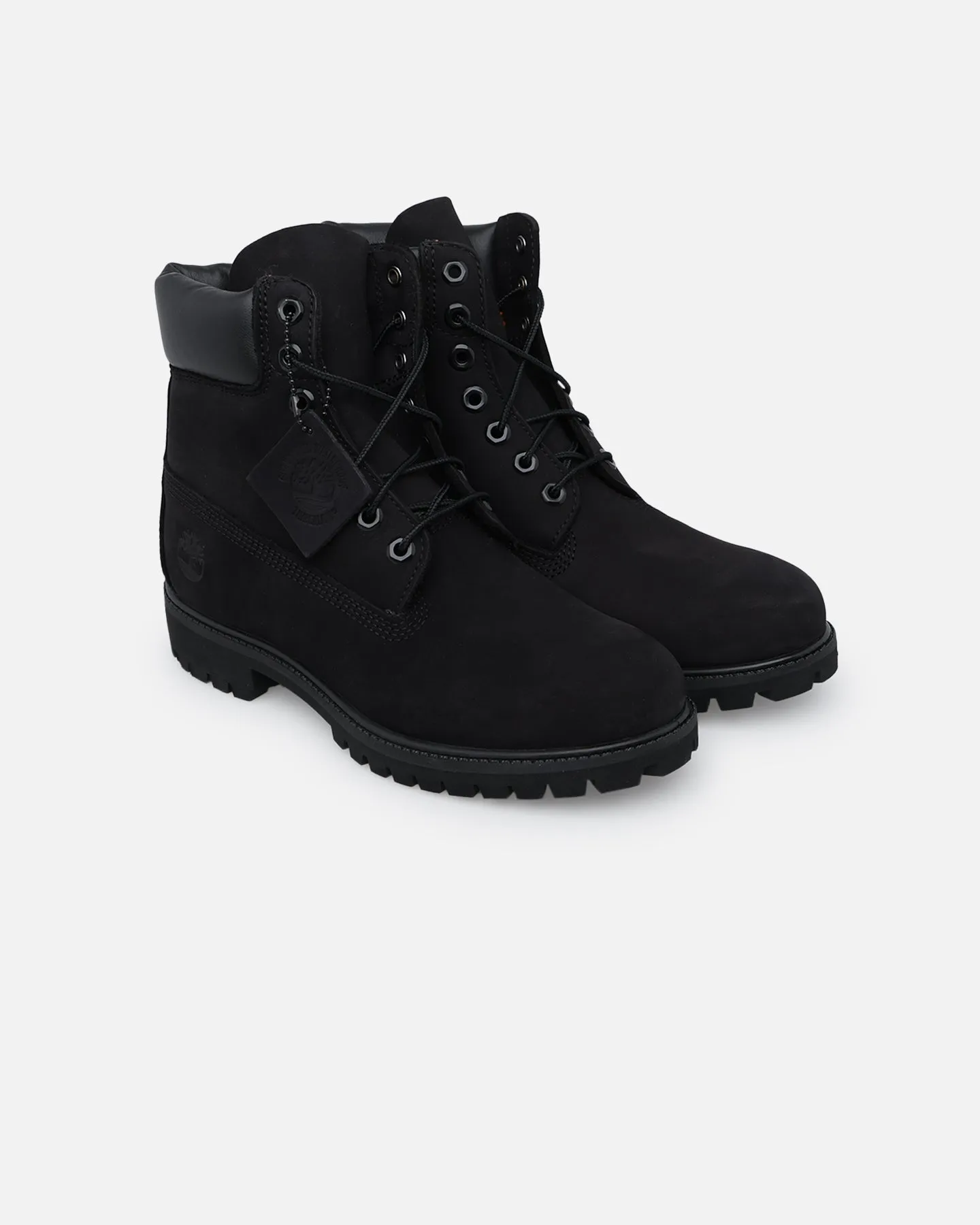 Timberland 6-Inch Premium Boot Black Nubuck 2 Fur Trim Block Walk