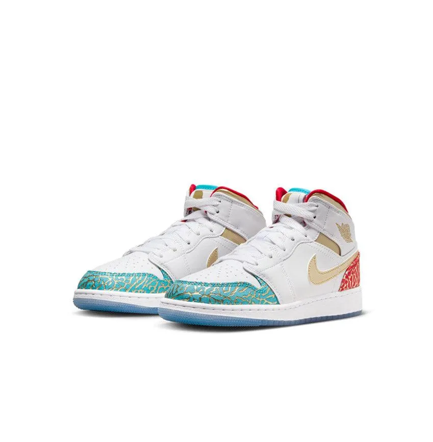 Kid's Air Jordan 1 Mid SS 'UNC to Chi' Wide fit rollerblading