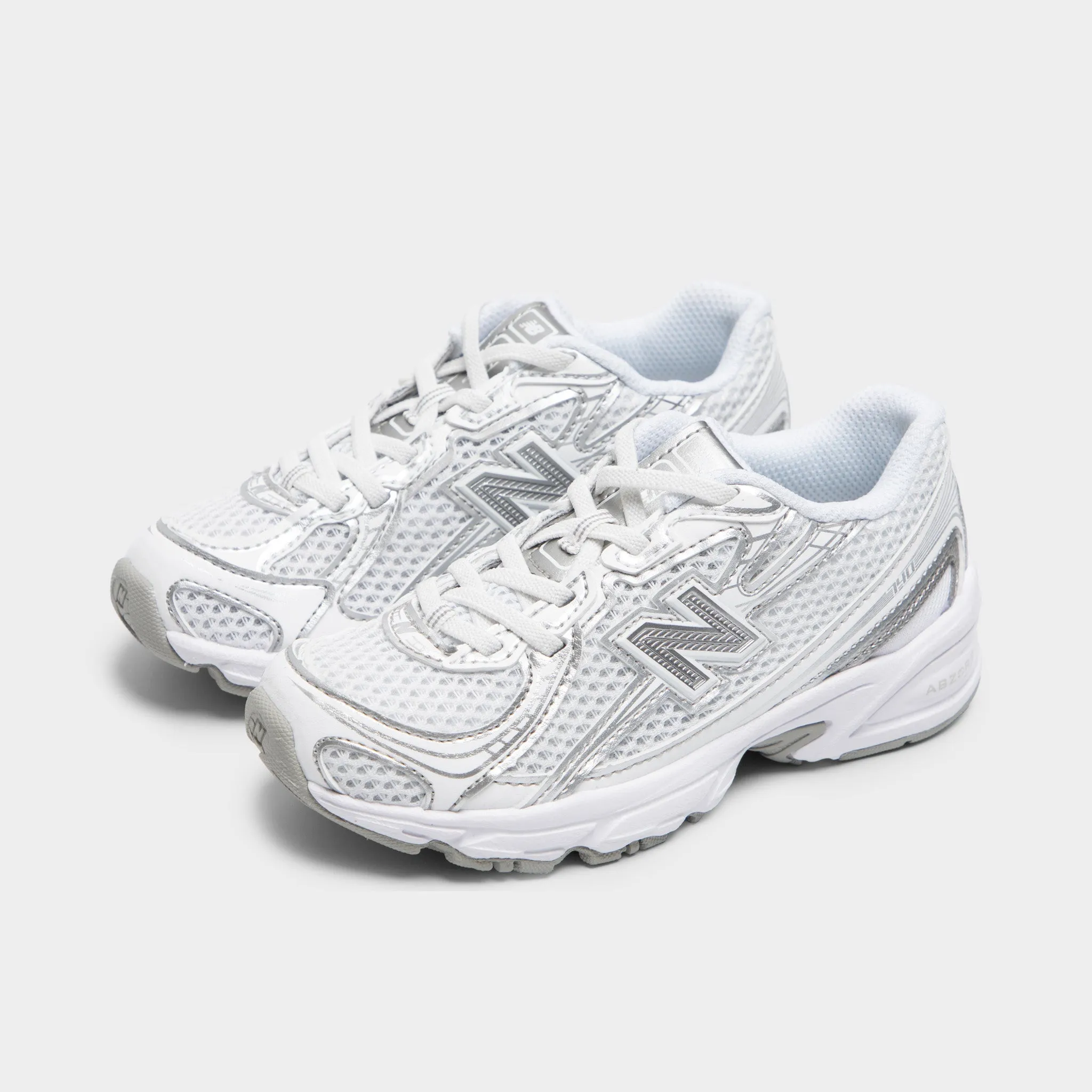 New Balance Children's 740 White / Silver Metallic Support Zones